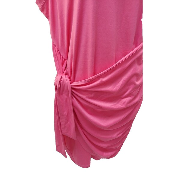 Nine Eight Dress XL Wrap Waist Sleeveless Pink Stretch Above Knee Length Ruching - Picture 3 of 8